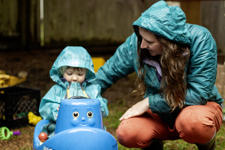Playing in the rain.